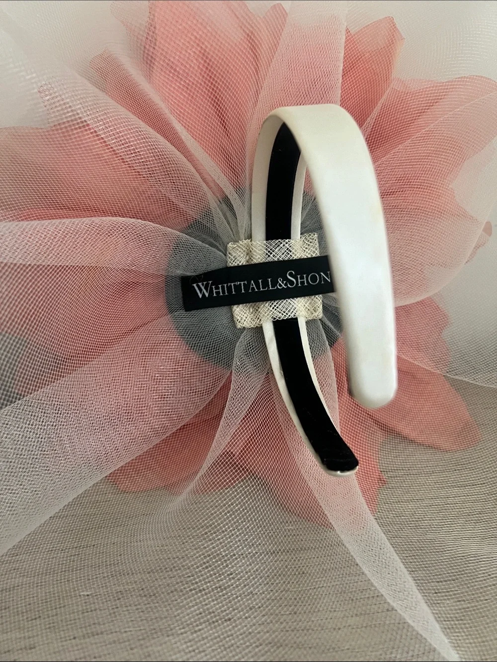 Whittall & Shon Coral fascinator Floral Tulle Headpiece posy